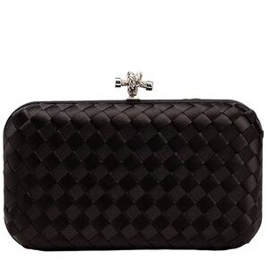 NWT ANTONIO MELANI Mini Weave Minaudiere Silver Metal Clutch